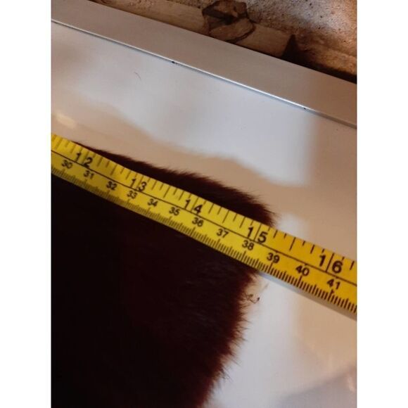 Rabbit Fur Zip Up Coat Deep Red - Picture 9 of 9